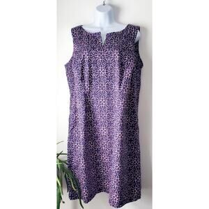 Talbots Womens Navy Blue Pink Tank Dress Size 14W Office Professional Preppy